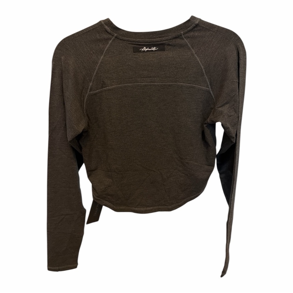 Alphalete Cropped Long Sleeve Althetic Charcoal size Large NWT - Picture 2 of 4